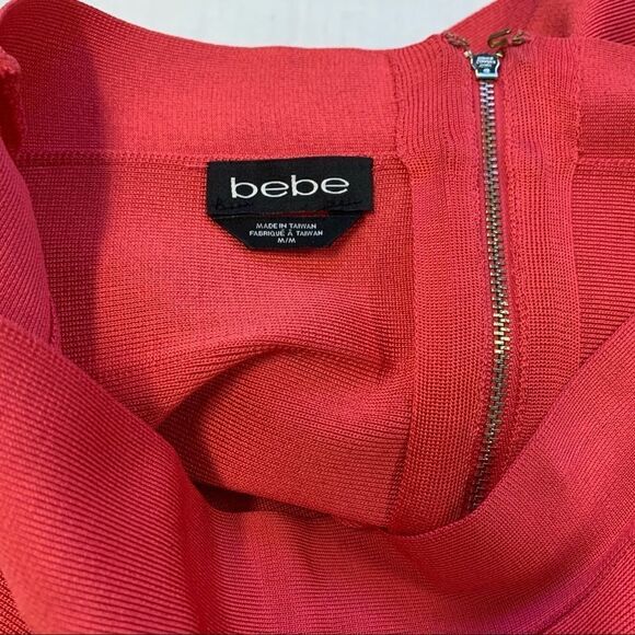 BEBE coral pink bandage mini skirt size medium - Picture 4 of 5